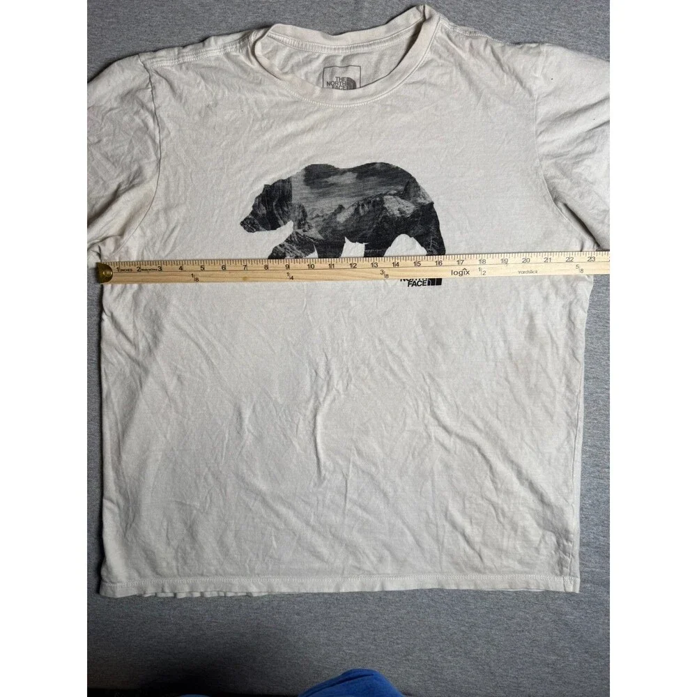 The North Face T Shirt Mens XL White Grizzly Bear Logo Graphic Tee Short Sleeve